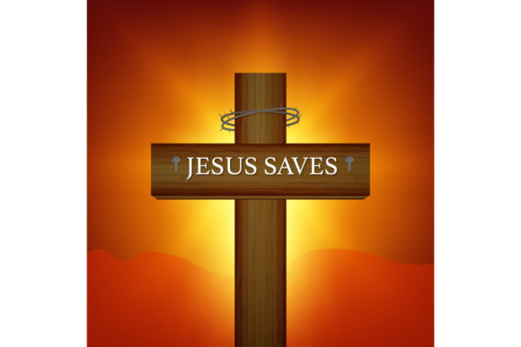 Cross Wood Vector Design on Yellow Background